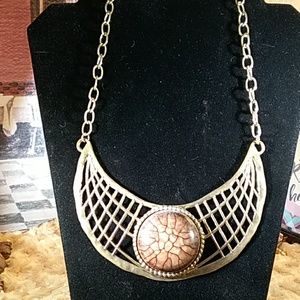 Gold tone collar necklace--28